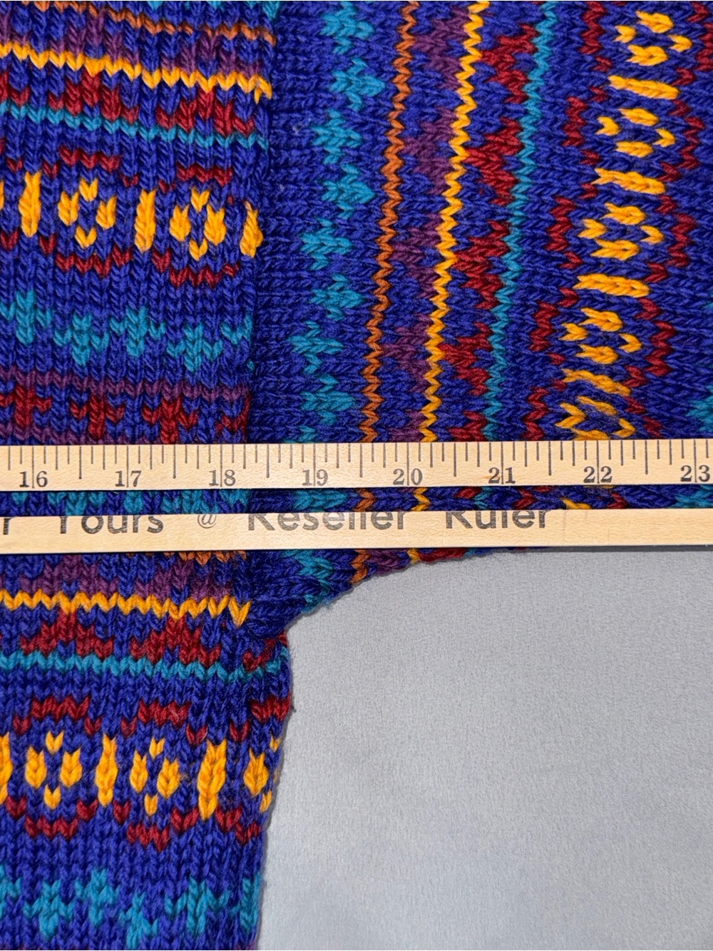 Vintage Nomadic Traders Sweater Womens See Measurements Blue Wool Fair Isle - Picture 9 of 9